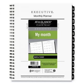 Executive Monthly Planner Refill, 6 5/8 x 8 3/4, White, 2021