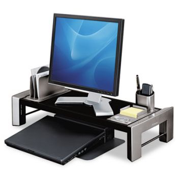 Flat Panel Workstation Shelf, 25 7/8 x 11 1/2 x 4 1/2, Black/Silver
