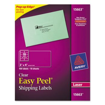Clear Easy Peel Mailing Labels, Laser, 2 x 4, 100/Pack