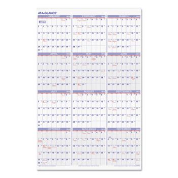 Yearly Wall Calendar, 24 x 36, 2021
