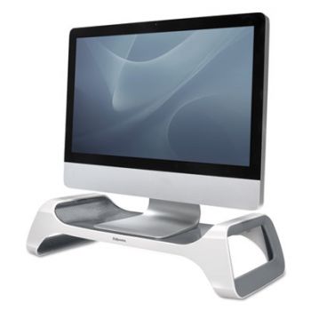 Monitor Riser, 8 7/8 x 20 x 4 7/8, White/Gray