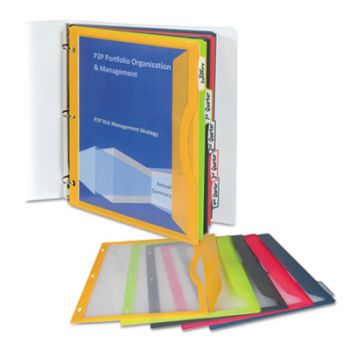 Binder Pocket With Write-On Index Tabs, 9 11/16 x 11 3/16, Assorted, 5/Set