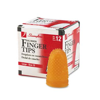 Rubber Finger Tips, Size 13, Large, Amber, 1/Dozen