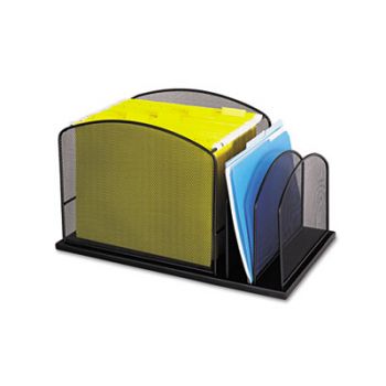 Steel Mesh Desktop Hanging File, Three Sections, 19 3/8 x 11 3/8 x 11 1/4, Black