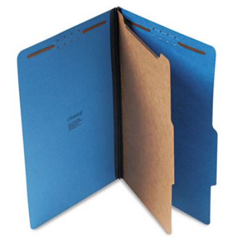 Pressboard Classification Folders, Legal, Four-Section, Cobalt Blue, 10/Box