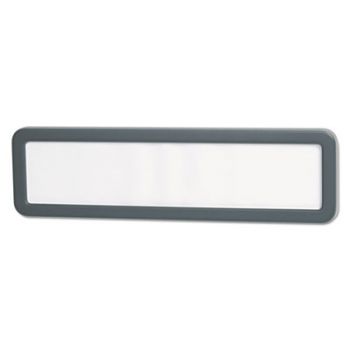 Recycled Cubicle Nameplate with Rounded Corners, 9 1/8 x 2 1/4, Charcoal
