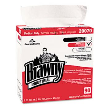 Medium-Duty Premium Wipes, 9 1/4 x 16 3/8, White, 90/Box