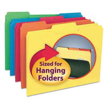 Interior File Folders, 1/3 Cut Top Tab, Letter, Assorted, 100/Box