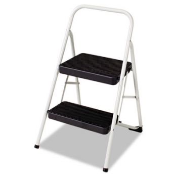 2-Step Folding Steel Step Stool, 200lbs, 17 3/8w x 18d x 28 1/8h, Cool Gray