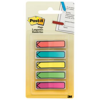 Arrow 1/2" Page Flags, Five Assorted Bright Colors, 20/Color, 100/Pack