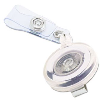 Translucent Retractable ID Card Reel, 34" Extension, Clear, 12/Pack