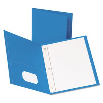 Twin-Pocket Folders with 3 Fasteners, Letter, 1/2" Capacity, Light Blue, 25/Box
