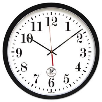 Atomic Slimline Contemporary Clock, 16-1/2", Black