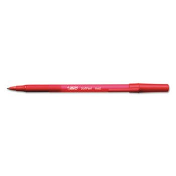 Soft Feel Stick Ballpoint Pen, Red Ink, 1mm, Medium, Dozen