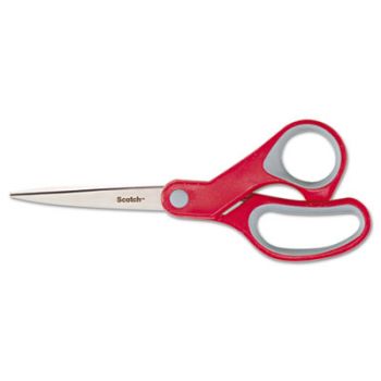 Multi-Purpose Scissors, Pointed, 8" Length, 3-3/8" Cut, Red/Gray