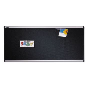 Embossed Bulletin Board, Hi-Density Foam, 36 x 24, Black, Aluminum Frame