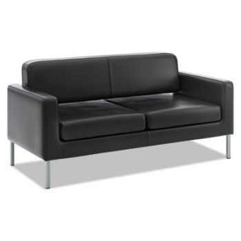 VL888 Series Reception Seating Sofa, 67 x 28 x 30 1/2, Black SofThread? Leather