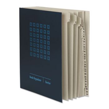 Expandable Indexed Sorter, Top Tab, Letter Size, Index 1-31, Navy Blue