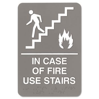 ADA Sign, 6 x 9, In Case of Fire Use Stairs, Gray