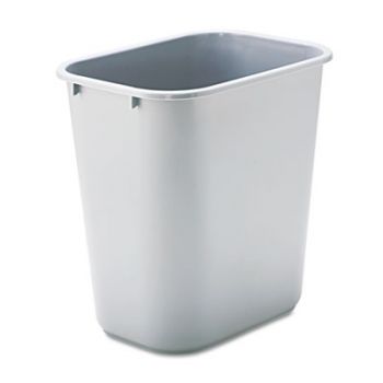 Deskside Plastic Wastebasket, Rectangular, 7 gal, Gray