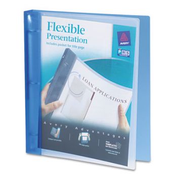 Flexible Round Ring Binder, 11 x 8 1/2, 1" Capacity, Blue