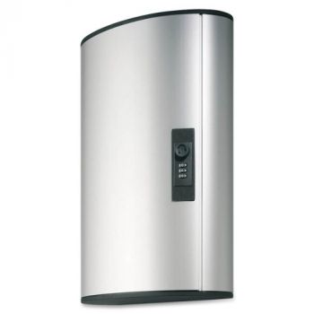 Locking Key Cabinet, 36-Key, Brushed Aluminum, Silver, 11 3/4 x 4 5/8 x 11