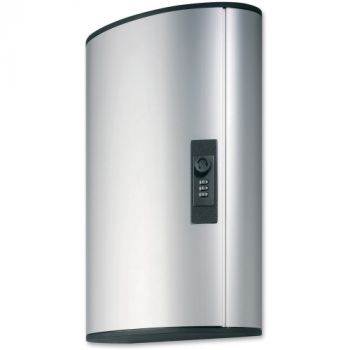 Locking Key Cabinet, 72-Key, Brushed Aluminum, 11 3/4 x 4 5/8 x 15 3/4