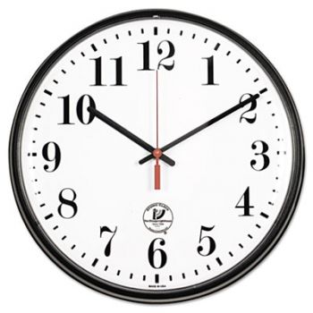 Atomic Slimline Contemporary Clock, 12-3/4", Black
