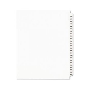 Avery-Style Legal Side Tab Divider, Title: 176-200, Letter, White, 1 Set