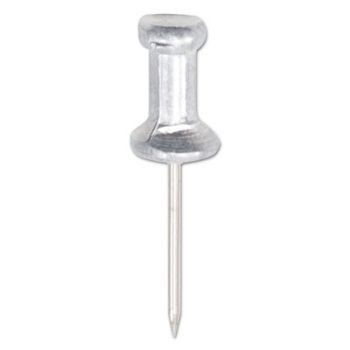 Aluminum Head Push Pins, Aluminum, Silver, 5/8", 100/Box