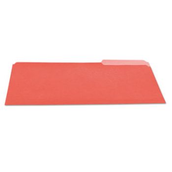 File Folders, 1/3 Cut One-Ply Top Tab, Letter, Red/Light Red, 100/Box