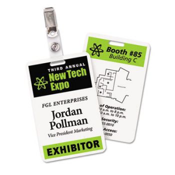 Fold & Clip Badges, 2 1/4 x 3 1/2, White, 40/Box