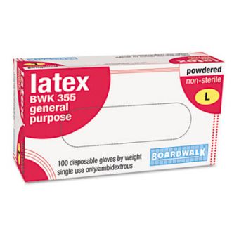 Disposable General-Purpose Natural Rubber Latex Gloves, Powdered, LG, 100/Box,