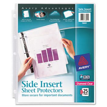 Secure Side-Load Sheet Protectors, Heavy Gauge, Letter, Diamond Clear, 25/Pack