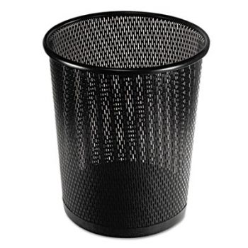 Urban Collection Punched Metal Wastebin, 20.24 oz, Steel, Black Satin, 9"Dia
