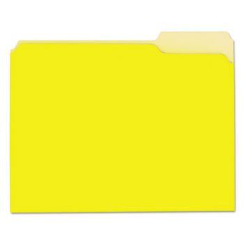 Recycled Interior File Folders, 1/3 Cut Top Tab, Letter, Yellow, 100/Box