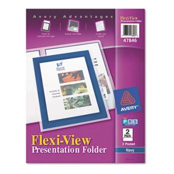 Flexi-View Two-Pocket Polypropylene Folder, Translucent Navy, 2/Pack