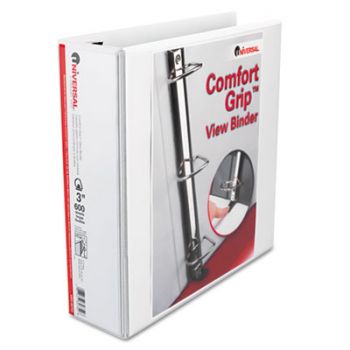 Comfort Grip Deluxe Plus D-Ring View Binder, 3" Capacity, 8-1/2 x 11, White