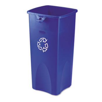 Untouchable Recycling Container, Square, Plastic, 23gal, Blue