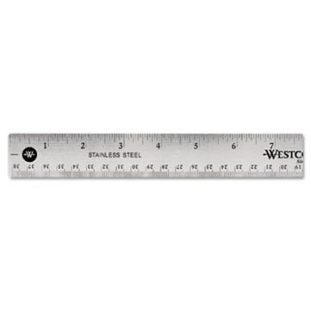 Stainless Steel Office Ruler With Non Slip Cork Base, 15"