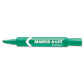Regular Desk Style Permanent Marker, Chisel Tip, Green, Dozen