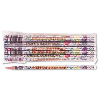 Decorated Pencil, Happy Birthday, #2, Holographic SR Brl, Dozen