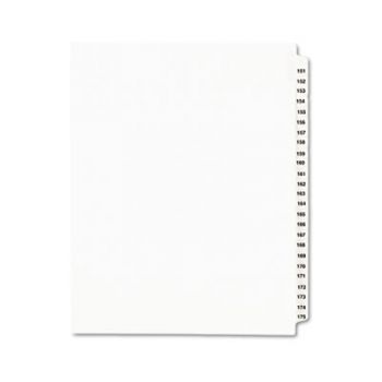 Avery-Style Legal Side Tab Divider, Title: 151-175, Letter, White, 1 Set