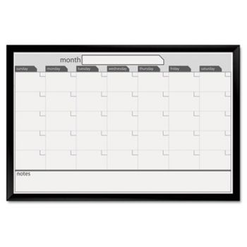 Magnetic Dry Erase Board, 36 x 24, Black/White Calendar with Black-Painted Frame