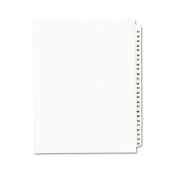 Avery-Style Legal Side Tab Divider, Title: 51-75, Letter, White, 1 Set