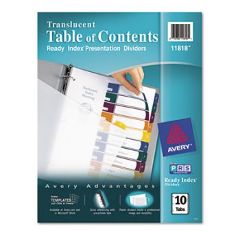 Ready Index Customizable Table of Contents Plastic Dividers, 10-Tab, Letter