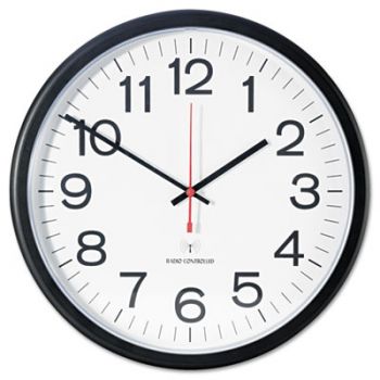 Indoor/Outdoor Clock, Atomic, 13-1/2", Black