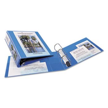 Heavy-Duty Nonstick View Binder w/1-Touch Slant Rings, 3" Cap, Light Blue