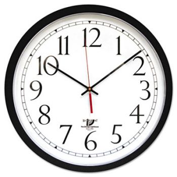 SelfSet Wall Clock, 16-1/2", Black