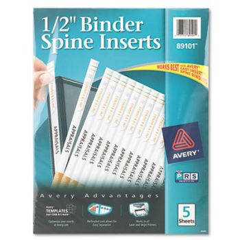 Binder Spine Inserts, 1/2" Spine Width, 16 Inserts/Sheet, 5 Sheets/Pack